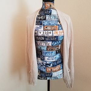 Hollister Cream Knit Open Cardigan w Pockets XS